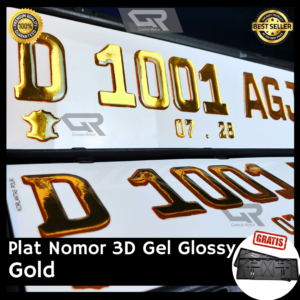 Plat Nomor 3D Gel Gold